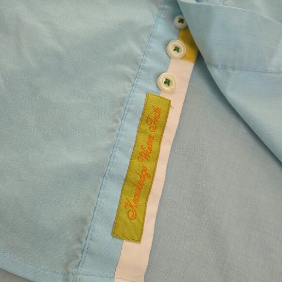 Robert Graham Shirt Men's Small Aqua Blue Long Sleeve Flip Cuff Button Up - Picture 4 of 13